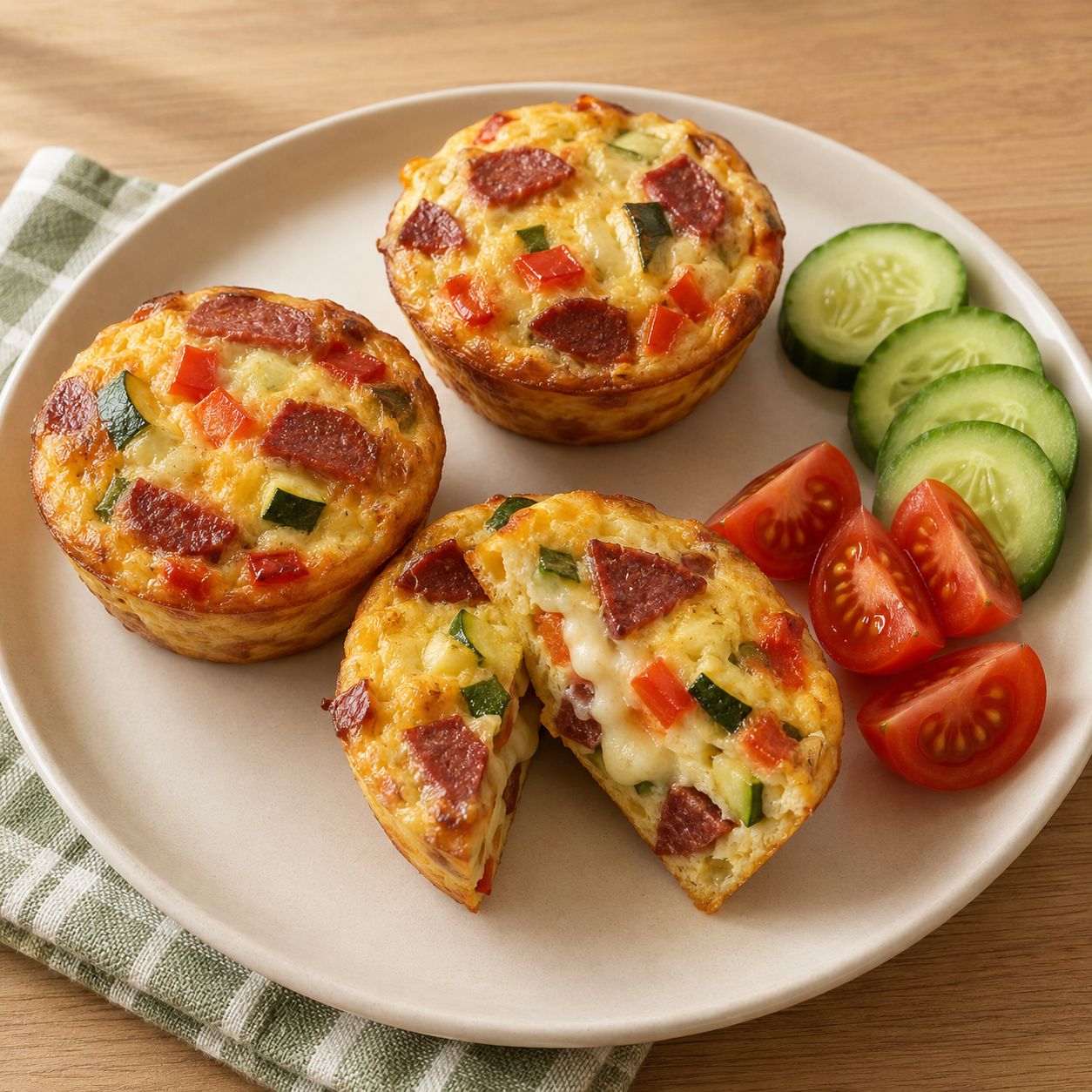 Sebzeli Piliç Sucuklu Yumurta Muffini