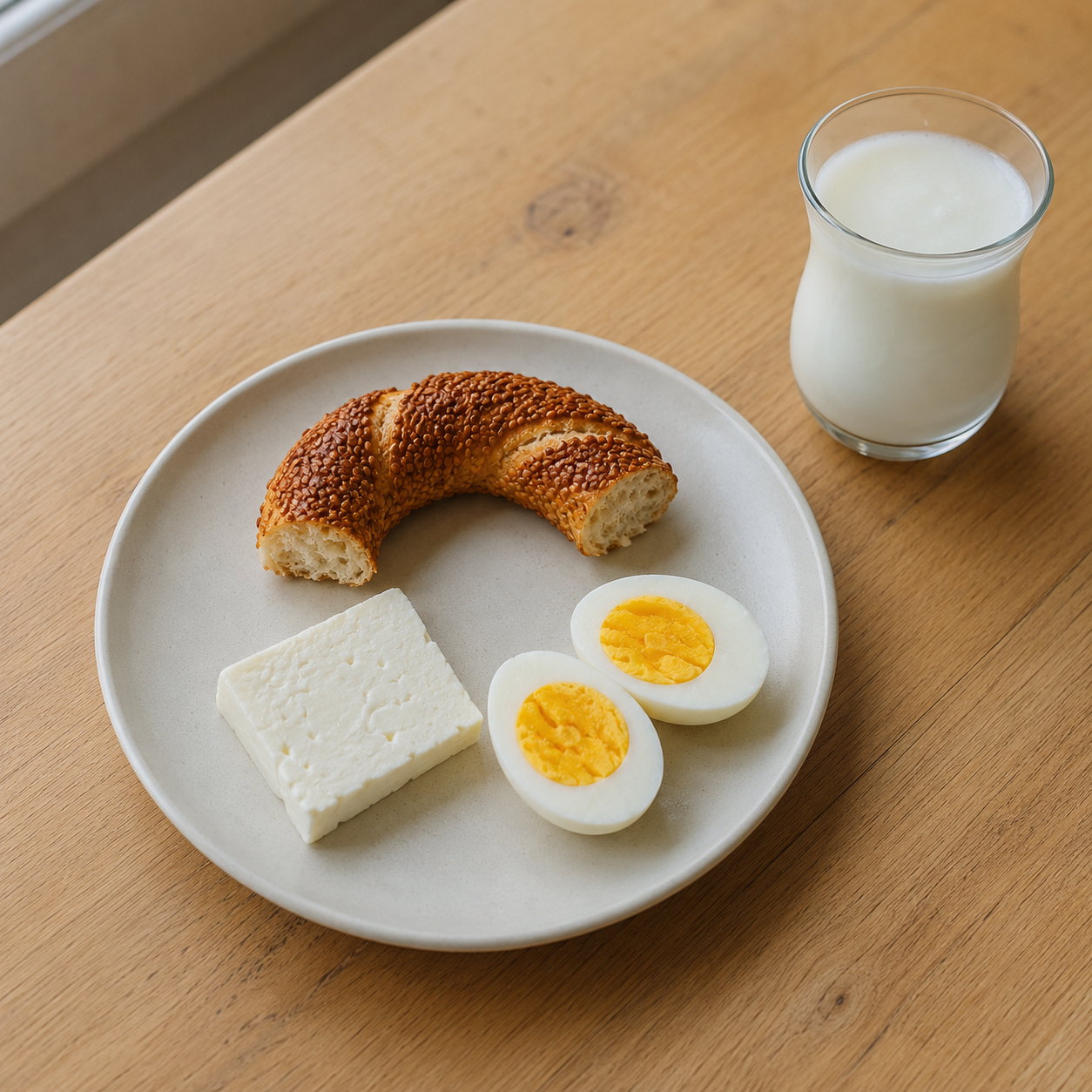 Simit Peynir Yumurta Üçlüsü